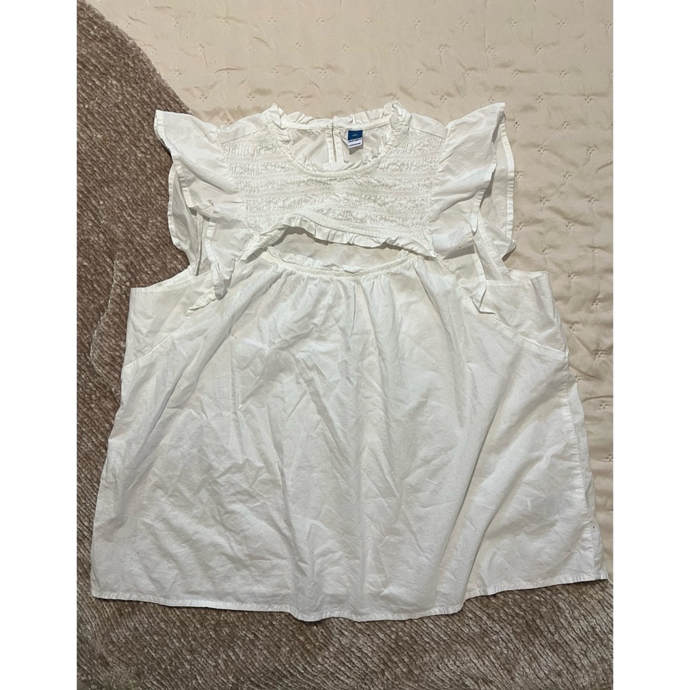 Old Navy Smocked Flutter Sleeve Poplin Blouse - L Tall - EUC!